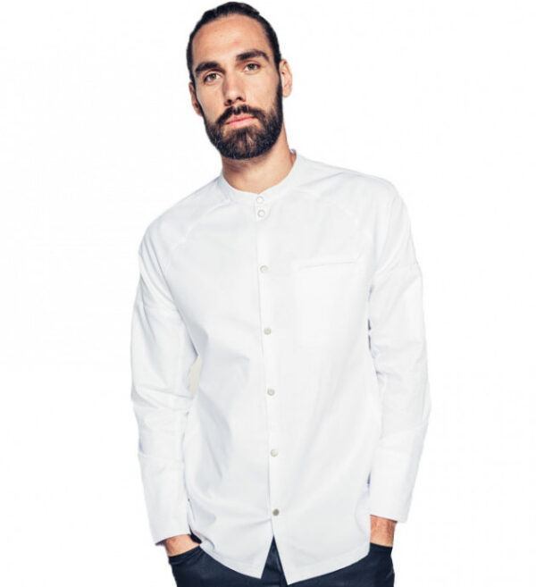 Koksbuis stretch met tricot en slimfit.